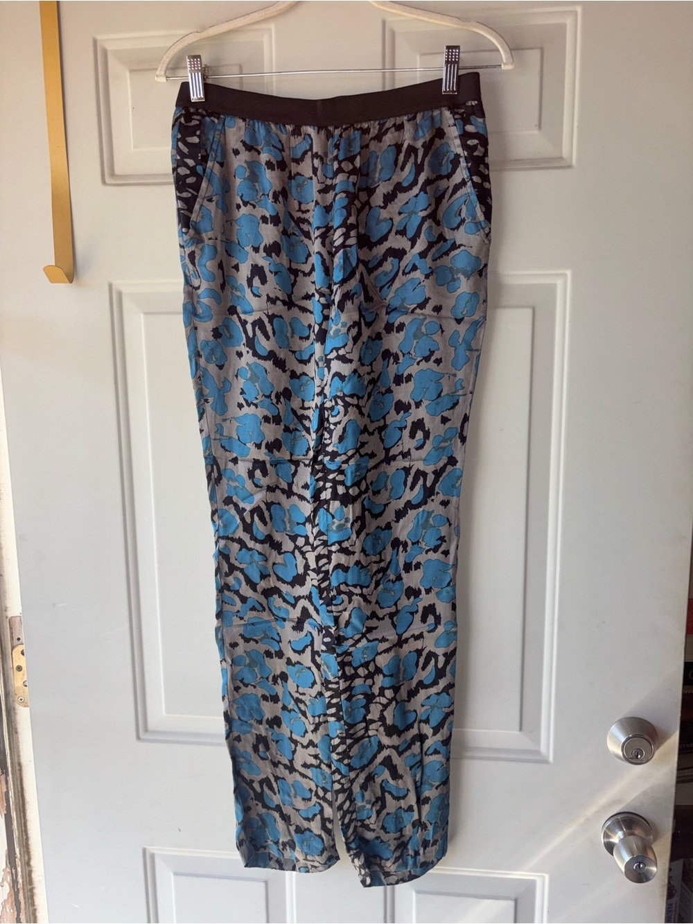 Zadig & Voltaire gray/blue/black abstract print pants size 36 EU 6 US